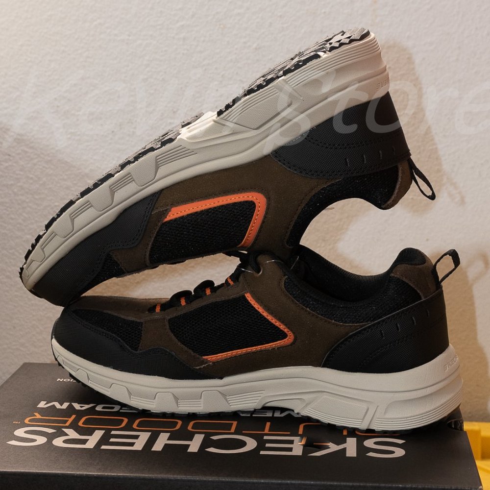 Men relaxed fit memory foam laceup Brown out door shoes Skechers